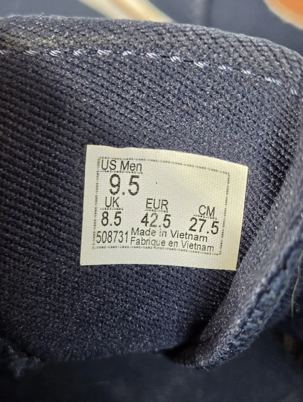 Classic Navy Canvas Men's Sneakers with Brown Accent Mens 9.5